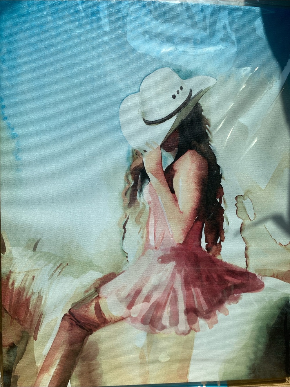 White-Hat Girl Watercolor Wall Art Print - Home Art
